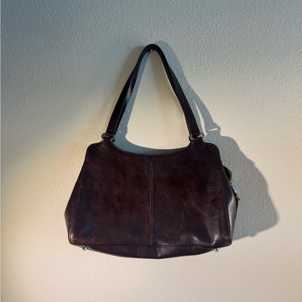 Monsac Dark Brown Leather Shoulder Bag